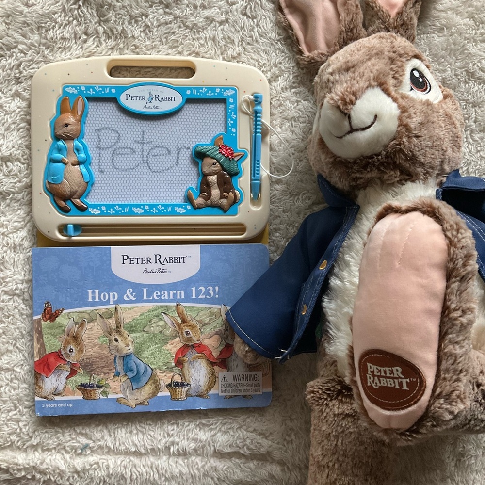 Plush Peter Rabbit - Magnetic Drawing Pad and Cloth Book w/ Teether & Crinkle